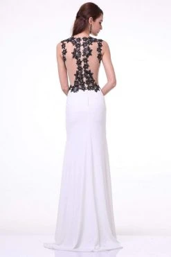 Cinderella Divine - J736 Sheer Back Long Sheath Dress