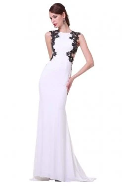 Cinderella Divine - J736 Sheer Back Long Sheath Dress