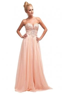 Cinderella Divine - JC902 Beaded Lace Deep Sweetheart Chiffon Dress