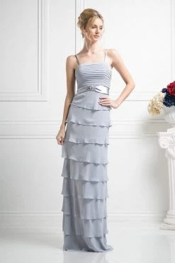 Cinderella Divine - Pleated Straight Tiered Column Dress With Bolero 7 Cinderella Divine - Pleated Straight Tiered Column Dress With Bolero