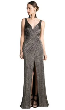 Cinderella Divine - Ruched V-neck Shimmer Fabric Sheath Dress 11 Cinderella Divine - Ruched V-neck Shimmer Fabric Sheath Dress