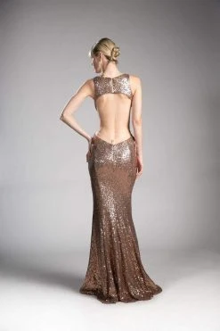 Cinderella Divine - Sequined Plunging Fitted Evening Gown 7 Cinderella Divine - Sequined Plunging Fitted Evening Gown