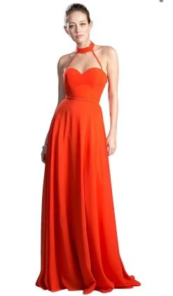 Cinderella Divine - Sleeveless Sleek Halter A-line Dress 10 Cinderella Divine - Sleeveless Sleek Halter A-line Dress