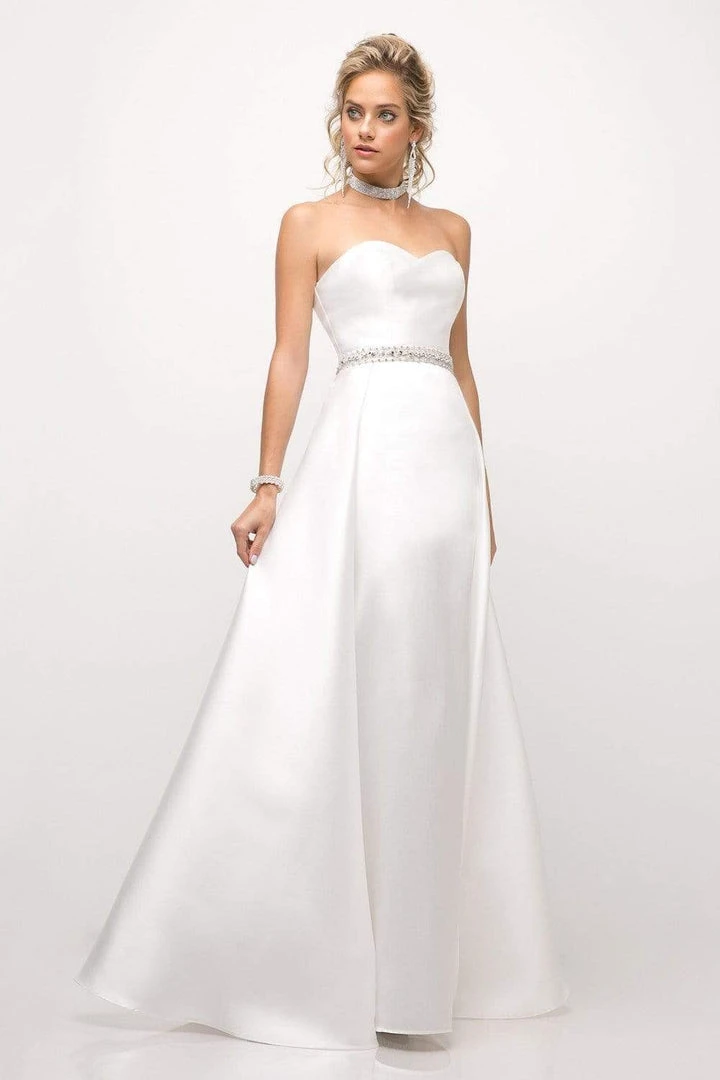 Cinderella Divine - UT253 Strapless Mikado Crystal Beaded Belt Gown 3 Cinderella Divine - UT253 Strapless Mikado Crystal Beaded Belt Gown