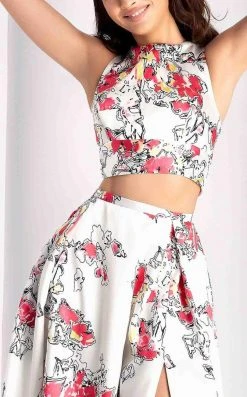 Long Dresses Clarisse - 3002 Two Piece Printed Mikado Dress