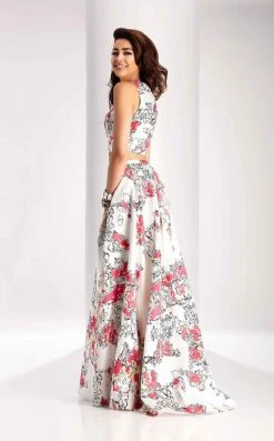 Long Dresses Clarisse - 3002 Two Piece Printed Mikado Dress