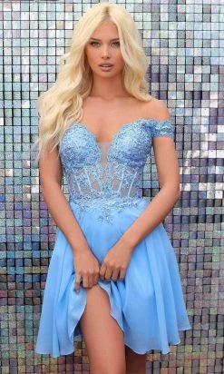 Clarisse 30257 - Beaded Lace Off Shoulder Cocktail Dress 11 Clarisse 30257 - Beaded Lace Off Shoulder Cocktail Dress