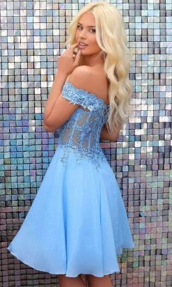 Clarisse 30257 - Beaded Lace Off Shoulder Cocktail Dress 10 Clarisse 30257 - Beaded Lace Off Shoulder Cocktail Dress