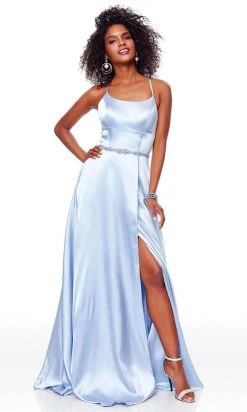 Clarisse - 3712 Embellished Scoop Charmeuse A-line Dress