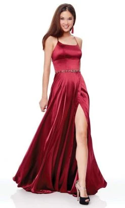 Clarisse - 3712 Embellished Scoop Charmeuse A-line Dress