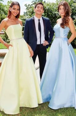 Clarisse - 3739 Strapless Embellished Belt Mikado Prom Gown