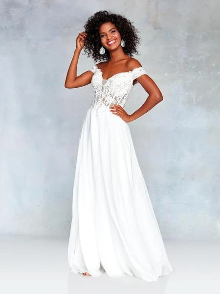 Clarisse - 3774 Lace Appliqued Corset Lace-Up Back Chiffon Prom Gown 8 Clarisse - 3774 Lace Appliqued Corset Lace-Up Back Chiffon Prom Gown