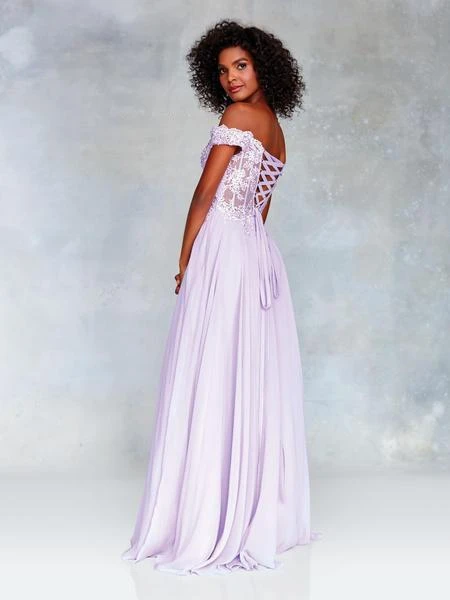 Clarisse - 3774 Lace Appliqued Corset Lace-Up Back Chiffon Prom Gown 6 Clarisse - 3774 Lace Appliqued Corset Lace-Up Back Chiffon Prom Gown