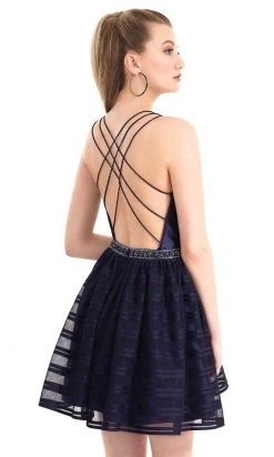 Clarisse - 3967 V-Neckline Criss-Cross Back Cocktail Dress