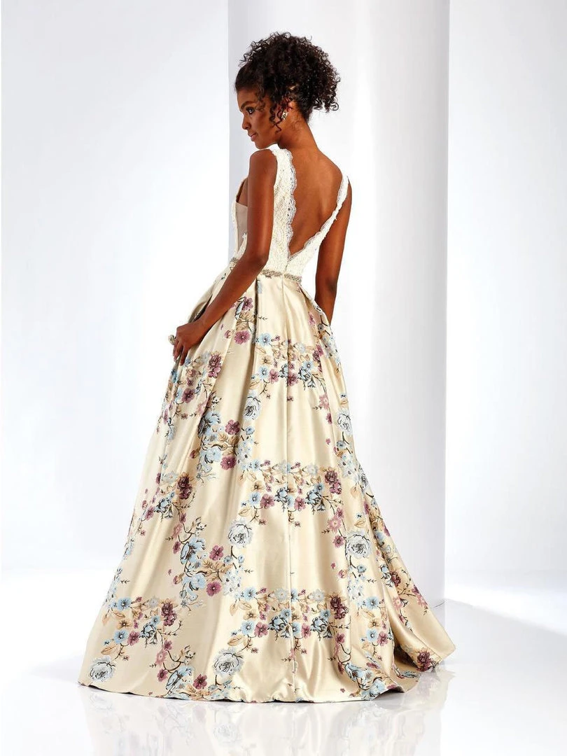 Clarisse - 4973 Lace V-Neck Floral Gown 4 Clarisse - 4973 Lace V-Neck Floral Gown