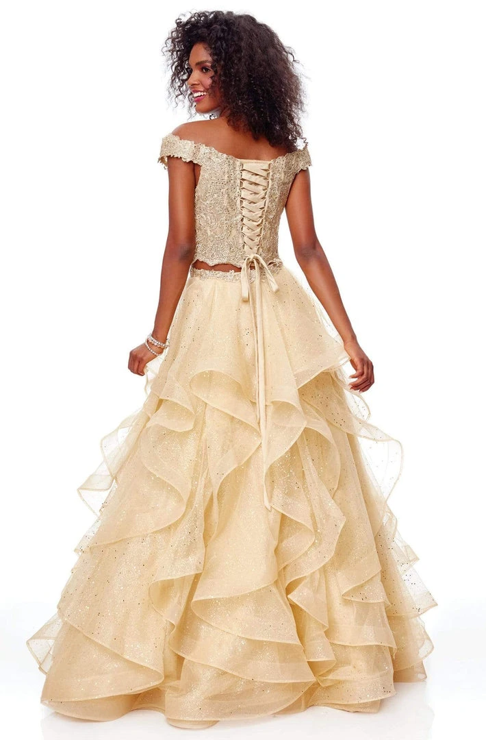 Clarisse - 5048 Two Piece Plunging Off-Shoulder Ruffled A-line Dress 4 Clarisse - 5048 Two Piece Plunging Off-Shoulder Ruffled A-line Dress