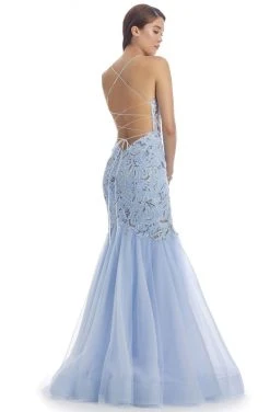 Clarisse - 5129 Sexy V-Neck Sheer Bodice Trumpet Dress 5 Clarisse - 5129 Sexy V-Neck Sheer Bodice Trumpet Dress