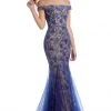 Clarisse - 8014 Off-Shoulder Lace-Up Back Sequined Sheath Dress
