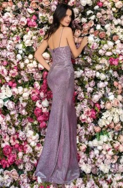 Clarisse - 8074 Sleeveless Sweetheart Glitter Dress With High Slit