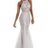 Clarisse - 8094 Beaded Lace Halter Trumpet Dress