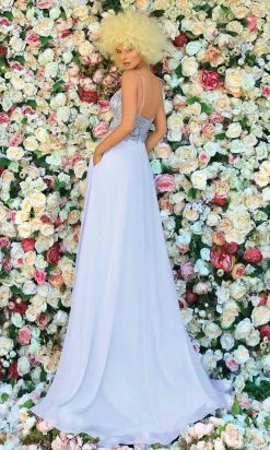 Clarisse - 810265 V Neck Beaded Flowy A-Line Gown