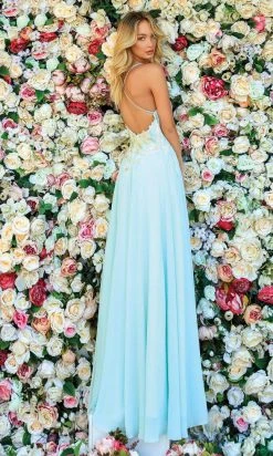 Clarisse - 810295 Beaded Flowy Bare Back Gown