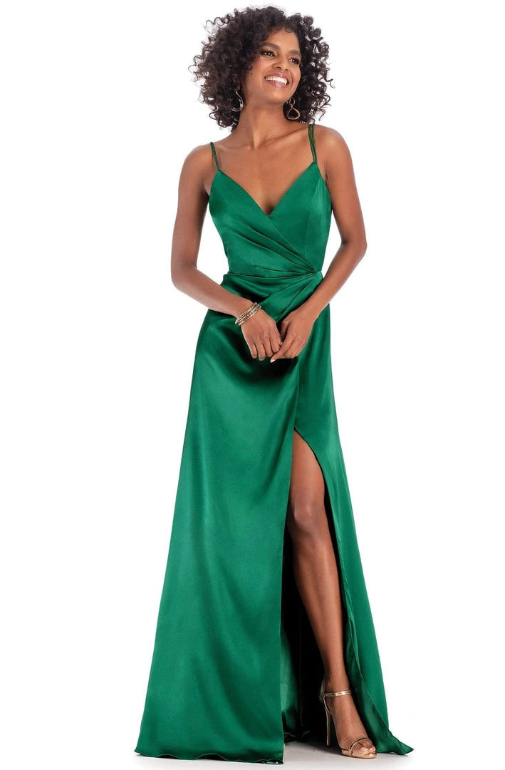 Clarisse - 8143 Pleated Surplice Bodice High Slit Gown 3 Clarisse - 8143 Pleated Surplice Bodice High Slit Gown