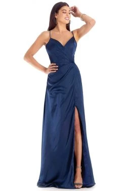 Clarisse - 8143 Pleated Surplice Bodice High Slit Gown 7 Clarisse - 8143 Pleated Surplice Bodice High Slit Gown