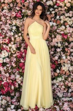 Clarisse - 8155 Halter Ruched Bodice A-Line Dress