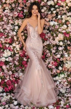 Clarisse - 8219 V-Neck Glittery Mermaid Dress