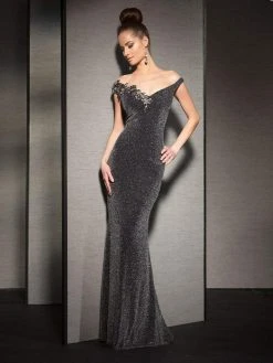 Clarisse - M6139 Mock Off-Shoulder Evening Gown