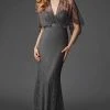 Clarisse - M6435 Flutter Sleeve Lace Shrug Sweetheart Evening Gown