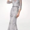 Clarisse - M6502 Quarter Sleeve Lace Appliqued Mesh Trumpet Gown 2 Clarisse - M6502 Quarter Sleeve Lace Appliqued Mesh Trumpet Gown