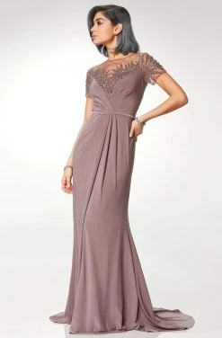 Clarisse - M6532 Illusion Neckline Gleaming Embellished Gown