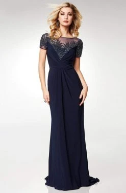 Clarisse - M6532 Illusion Neckline Gleaming Embellished Gown