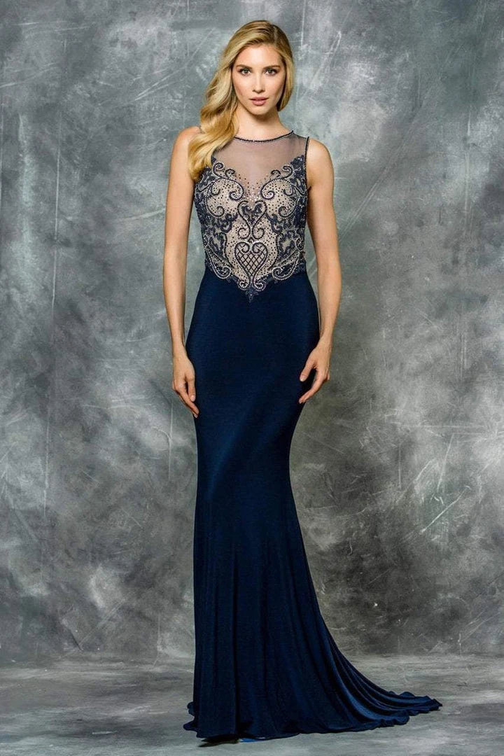Colors Dress - 1710-1 Sleeveless Jersey Evening Gown 3 Colors Dress - 1710-1 Sleeveless Jersey Evening Gown