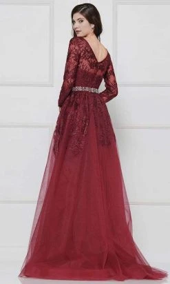 Colors Dress - 1830SL Lace Sheath Long Sleeve Gown With Overskirt