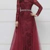 Colors Dress - 1830SL Lace Sheath Long Sleeve Gown With Overskirt