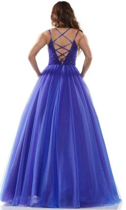 Colors Dress - 2382 Beaded Plunging Sweetheart Ballgown