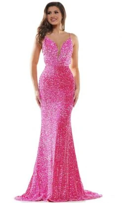 Colors Dress - 2459 Sequin Plunging Sweetheart Mermaid Dress