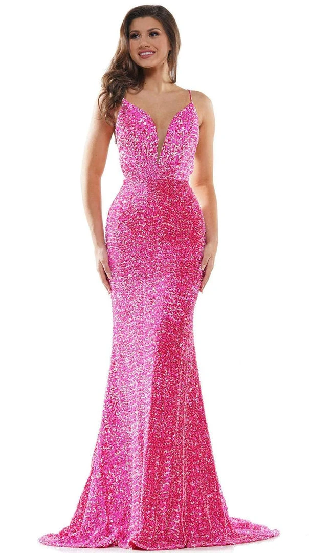 Colors Dress - 2459 Sequin Plunging Sweetheart Mermaid Dress 3 Colors Dress - 2459 Sequin Plunging Sweetheart Mermaid Dress