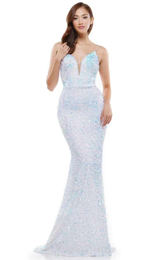 Colors Dress - 2459 Sequin Plunging Sweetheart Mermaid Dress 5 Colors Dress - 2459 Sequin Plunging Sweetheart Mermaid Dress