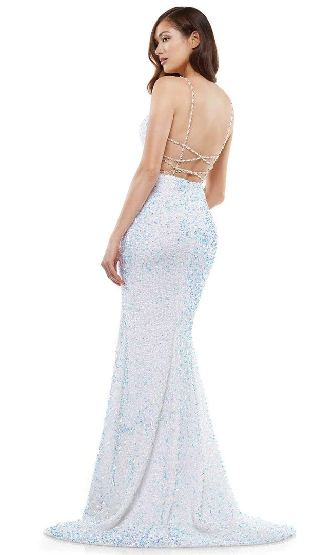 Colors Dress - 2459 Sequin Plunging Sweetheart Mermaid Dress 6 Colors Dress - 2459 Sequin Plunging Sweetheart Mermaid Dress