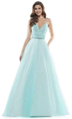 Colors Dress - 2480 Glitter Plunging V Neck Ballgown 10 Colors Dress - 2480 Glitter Plunging V Neck Ballgown