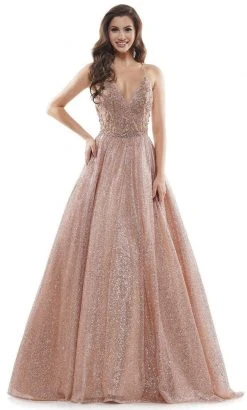 Colors Dress - 2480 Glitter Plunging V Neck Ballgown 12 Colors Dress - 2480 Glitter Plunging V Neck Ballgown