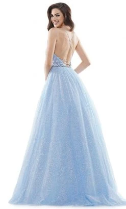 Colors Dress - 2480 Glitter Plunging V Neck Ballgown 9 Colors Dress - 2480 Glitter Plunging V Neck Ballgown