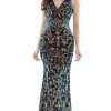 Colors Dress - 2520 Sequin V Neck Sheath Dress