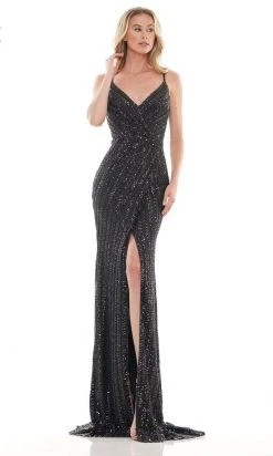 Colors Dress - 2659 Spaghetti Strap Sequin Gown