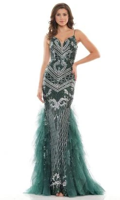 Colors Dress - 2738 Sequined V-Neck Mermaid Gown