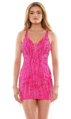 Colors Dress 2830 - Lace-Up Back Cocktail Dress